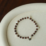 Pearl-Spaced Golden Silk Sandalwood Bracelet - floysun