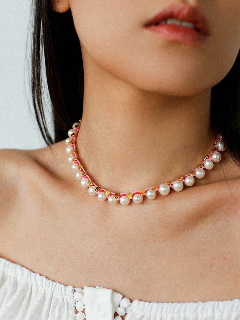 Pearl Star Braided Necklace - floysun