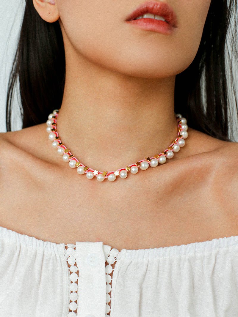 Pearl Star Braided Necklace - floysun