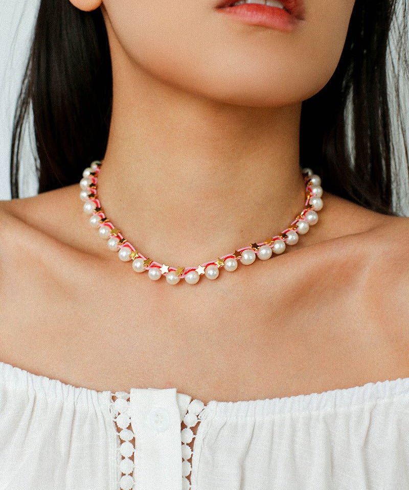 Pearl Star Braided Necklace - floysun