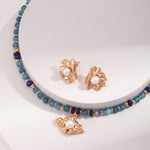 Pendant Necklace with Lapis and Amazonite Beads - floysun