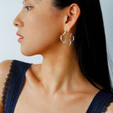 Petal Grove Textured Floral Earrings with CZ Accents - floysun