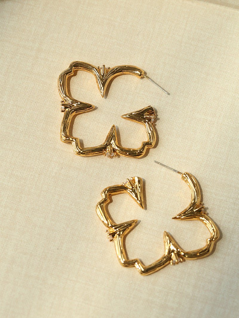 Petal Grove Textured Floral Earrings with CZ Accents - floysun