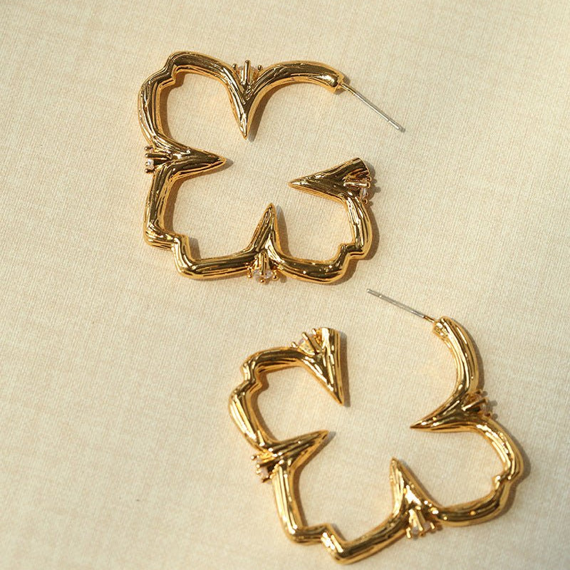 Petal Grove Textured Floral Earrings with CZ Accents - floysun