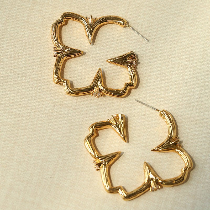 Petal Grove Textured Floral Earrings with CZ Accents - floysun