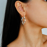 Petal Grove Textured Floral Earrings with CZ Accents - floysun