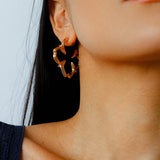 Petal Grove Textured Floral Earrings with CZ Accents - floysun