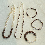 Petite Freshwater Pearl & Sandalwood Beaded Necklace - floysun