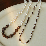 Petite Freshwater Pearl & Sandalwood Beaded Necklace - floysun