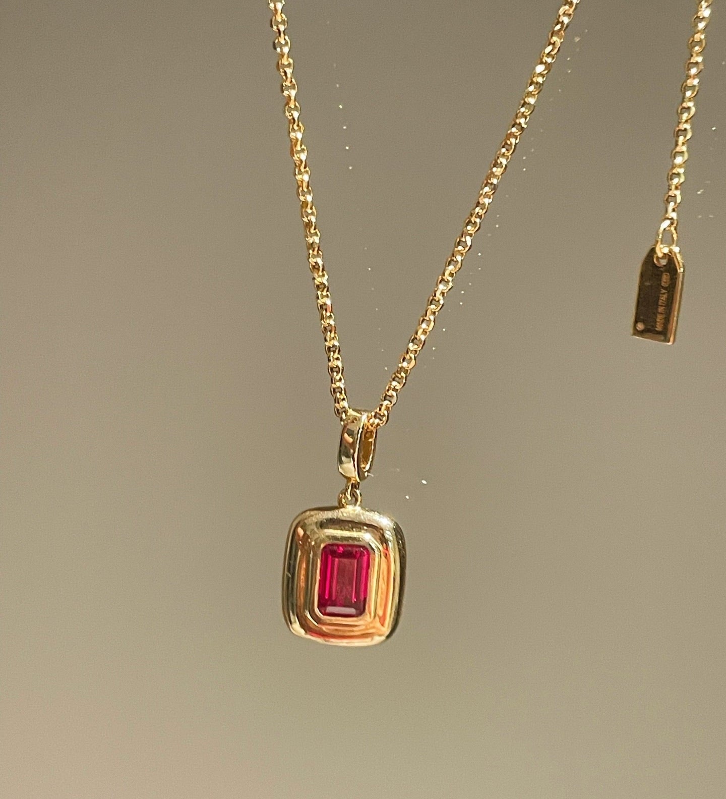 Petite Ruby Square Pendant Necklace - floysun