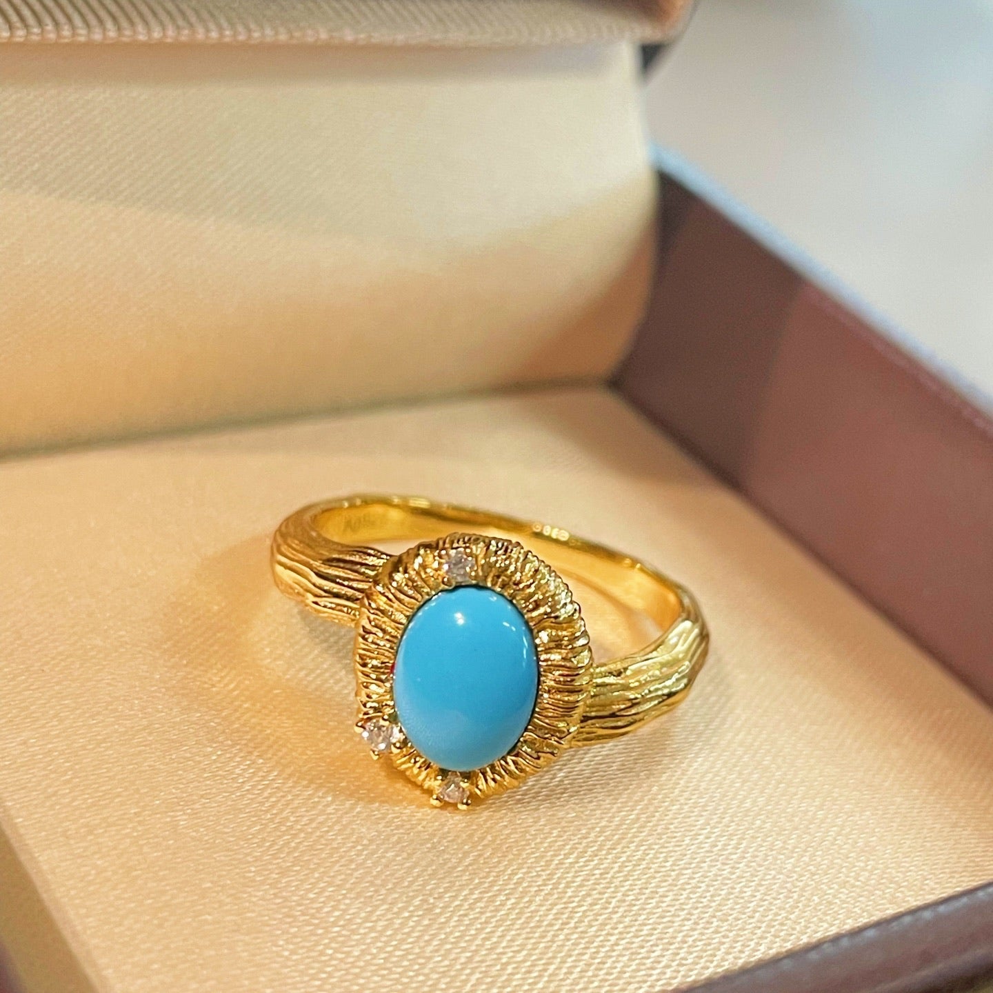 Petite Turquoise Gold Filigree Statement Ring - floysun