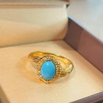 Petite Turquoise Gold Filigree Statement Ring - floysun