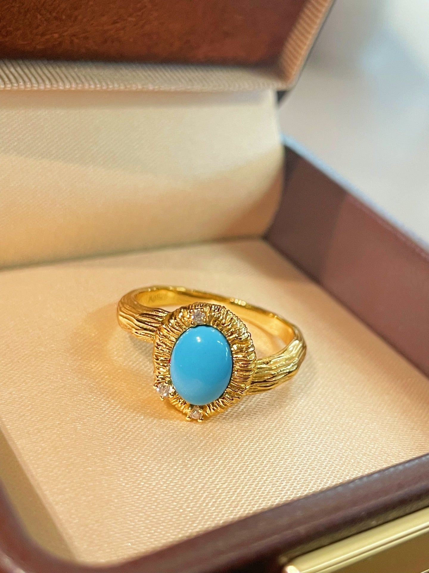 Petite Turquoise Gold Filigree Statement Ring - floysun