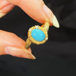 Petite Turquoise Gold Filigree Statement Ring - floysun