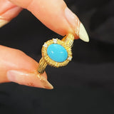 Petite Turquoise Gold Filigree Statement Ring - floysun