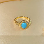 Petite Turquoise Gold Filigree Statement Ring - floysun