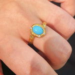 Petite Turquoise Gold Filigree Statement Ring - floysun