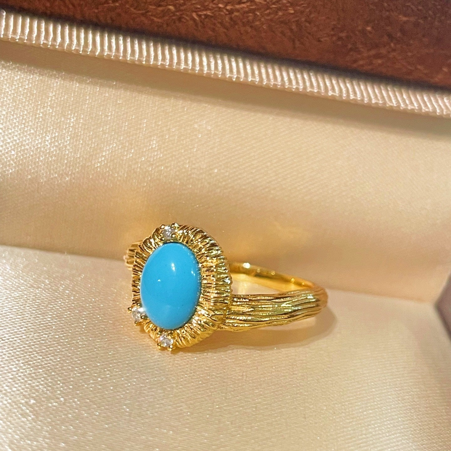 Petite Turquoise Gold Filigree Statement Ring - floysun