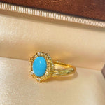 Petite Turquoise Gold Filigree Statement Ring - floysun
