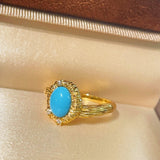 Petite Turquoise Gold Filigree Statement Ring - floysun