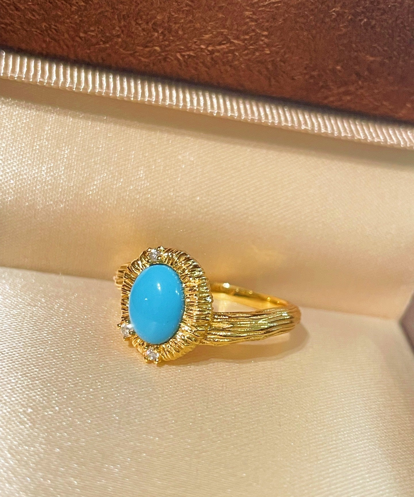 Petite Turquoise Gold Filigree Statement Ring - floysun