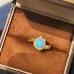 Petite Turquoise Gold Filigree Statement Ring - floysun