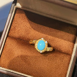 Petite Turquoise Gold Filigree Statement Ring - floysun