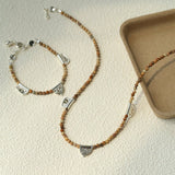 Pictograph Stone Beaded Necklace – Picture Jasper with Totem Pendant - floysun