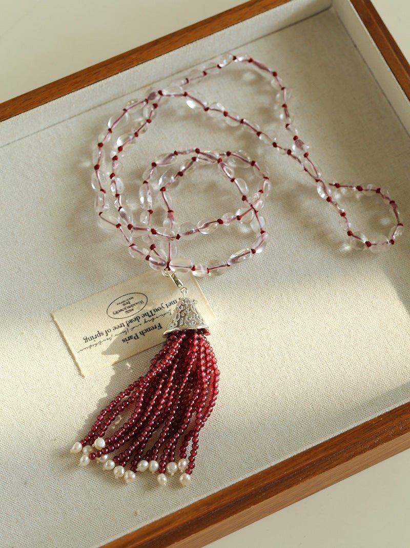 Pinecone Crystal Tassel Necklace - floysun
