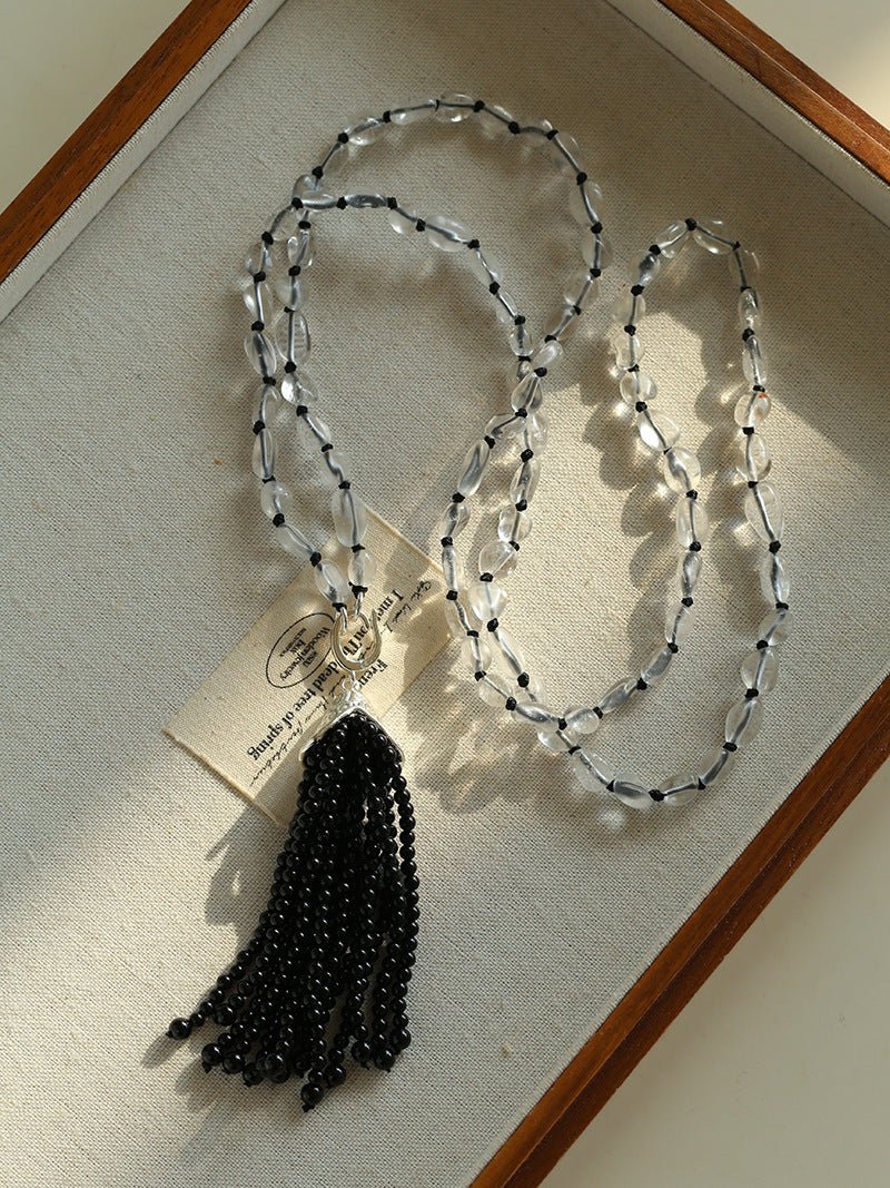 Pinecone Crystal Tassel Necklace - floysun