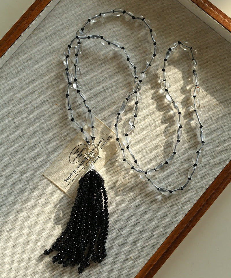 Pinecone Crystal Tassel Necklace - floysun