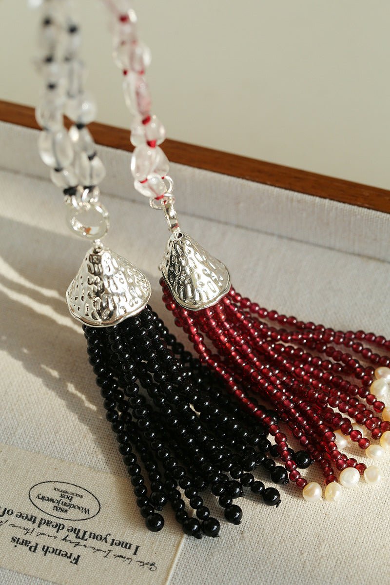 Pinecone Crystal Tassel Necklace - floysun