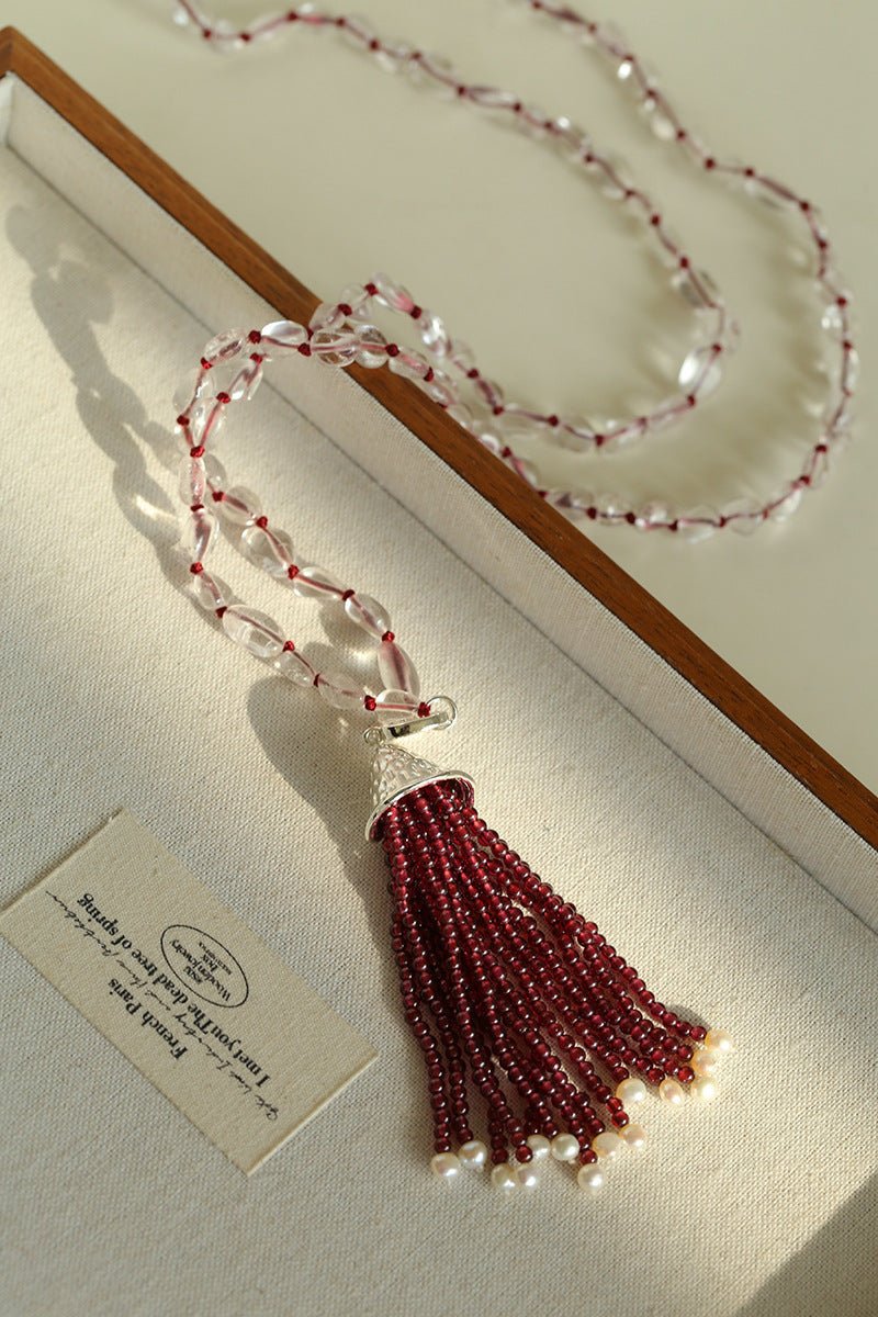 Pinecone Crystal Tassel Necklace - floysun