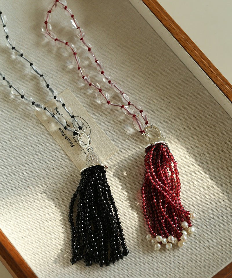 Pinecone Crystal Tassel Necklace - floysun