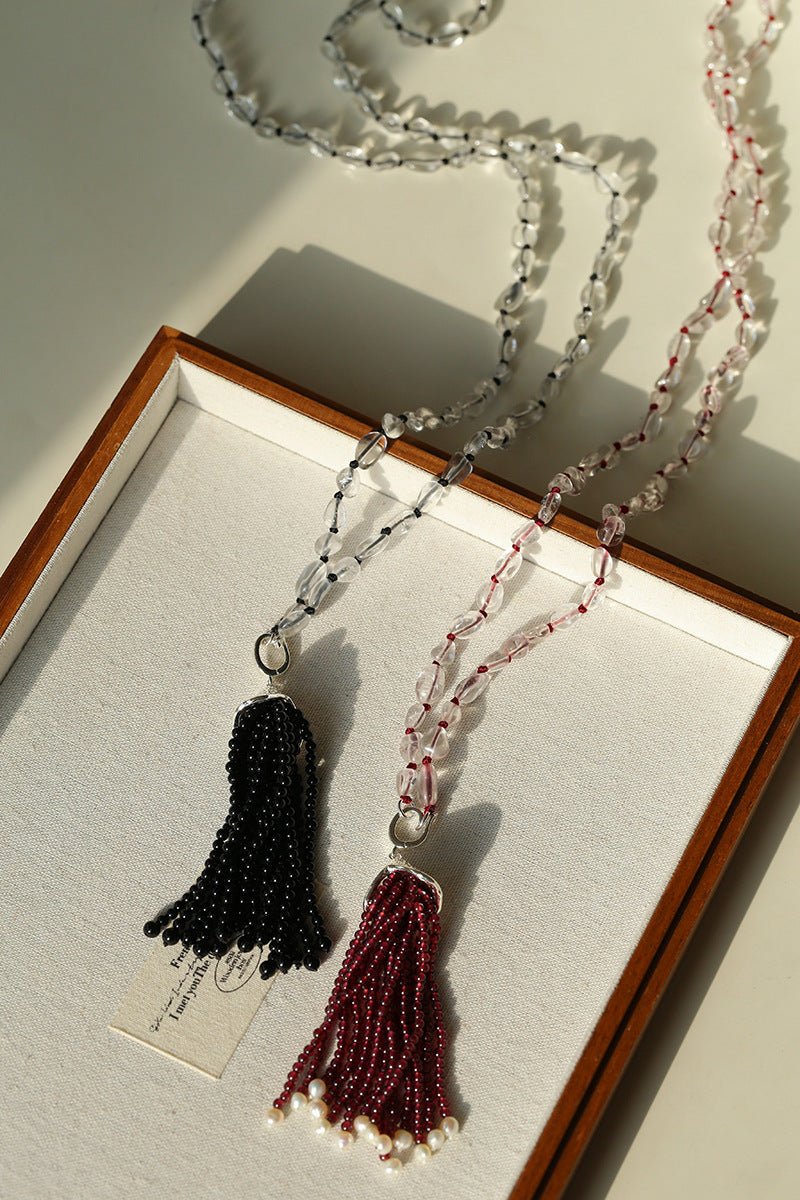 Pinecone Crystal Tassel Necklace - floysun