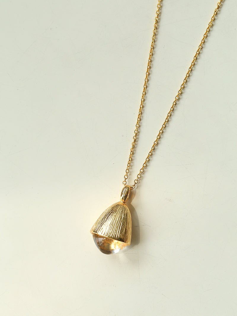 Pinecone Pendant Necklace – Gold White Crystal - floysun