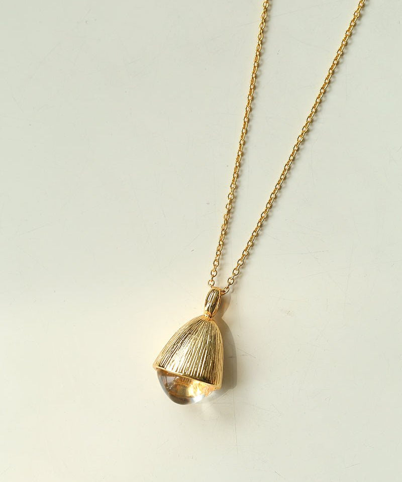 Pinecone Pendant Necklace – Gold White Crystal - floysun