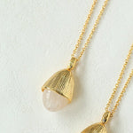 Pinecone Pendant Necklace – Gold White Jade - floysun