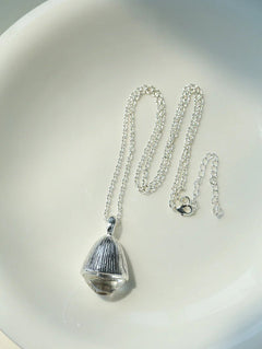Pinecone Pendant Necklace – Silver White Crystal - floysun