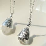 Pinecone Pendant Necklace – Silver White Crystal - floysun