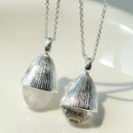 Pinecone Pendant Necklace – Silver White Crystal - floysun