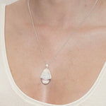 Pinecone Pendant Necklace – Silver White Crystal - floysun