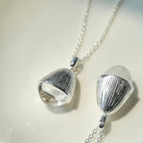 Pinecone Pendant Necklace – Silver White Crystal - floysun