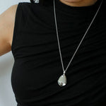 Pinecone Pendant Necklace – Silver White Crystal - floysun