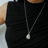 Pinecone Pendant Necklace – Silver White Crystal - floysun