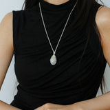 Pinecone Pendant Necklace – Silver White Jade - floysun