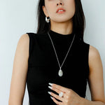 Pinecone Pendant Necklace – Silver White Jade - floysun