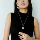 Pinecone Pendant Necklace – Silver White Jade - floysun