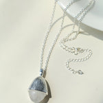 Pinecone Pendant Necklace – Silver White Jade - floysun