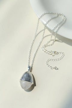 Pinecone Pendant Necklace – Silver White Jade - floysun